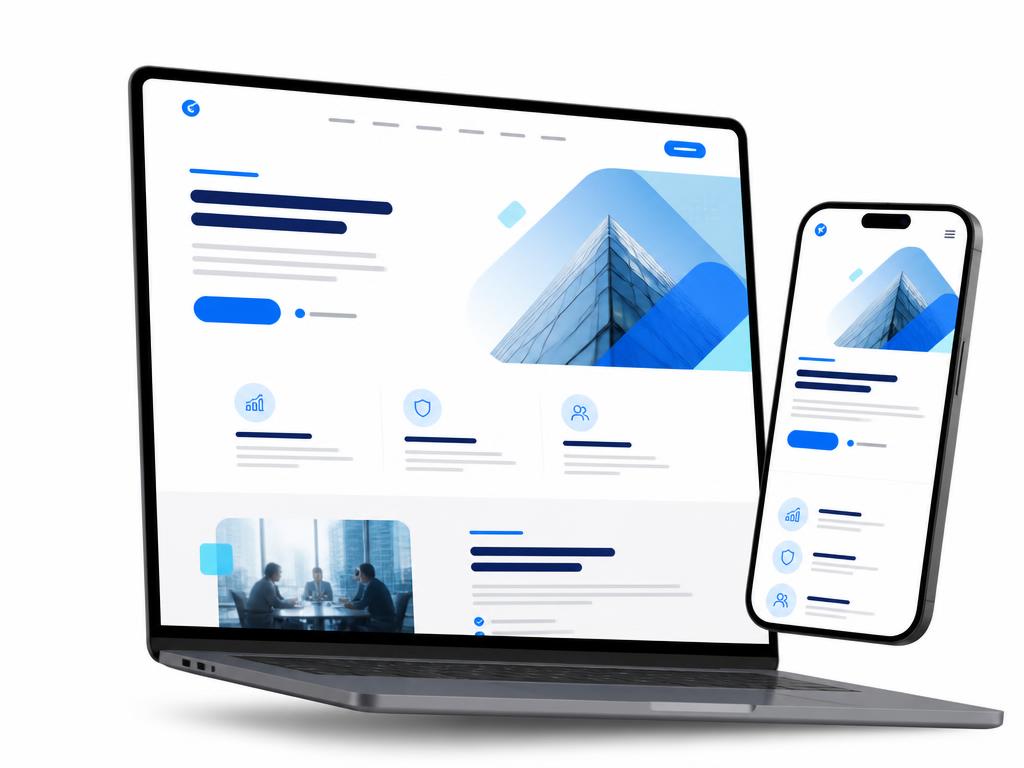Mockup de web corporativa en portátil y móvil